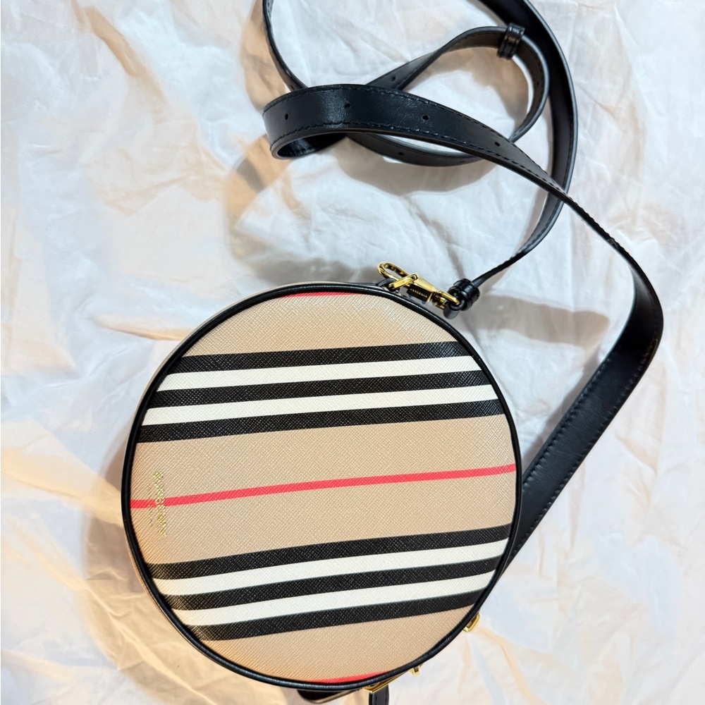 Burberry Beige and Black Striped Crossbody Bag